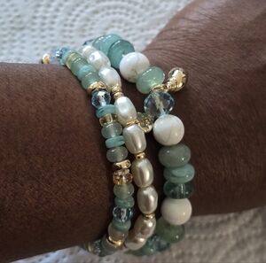 $50 On 34th Blue Beaded Nautical Charm Bracelet Stretch Women New